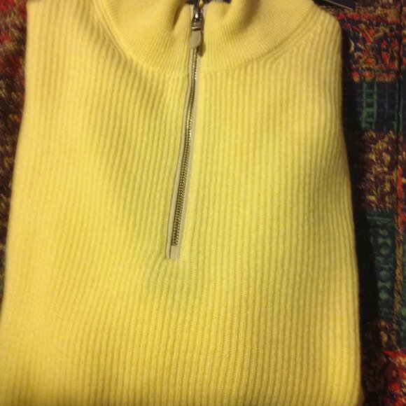 Vineyard Vines Men's Large Yellow Cashmere 1/4 Zipper Pullover Sweater - NWT